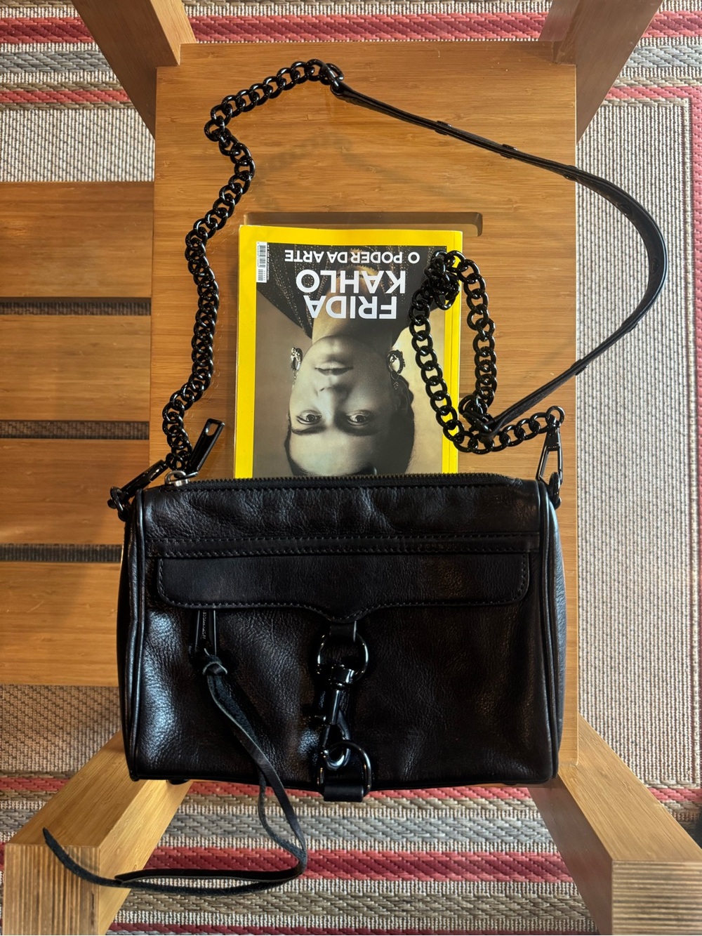 Rebecca Minkoff Black Leather Crossbody Bag with Removable Chain Strap